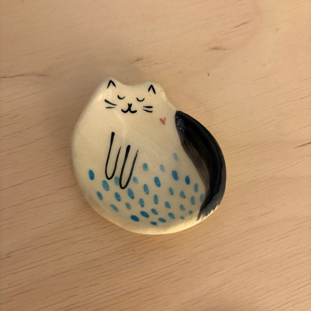 Tiny Handcrafted Ceramic Dish, Creamy Glazed Mini Catchall