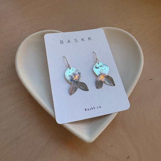 Baskk, Sterling Silver Small Fish Earrings