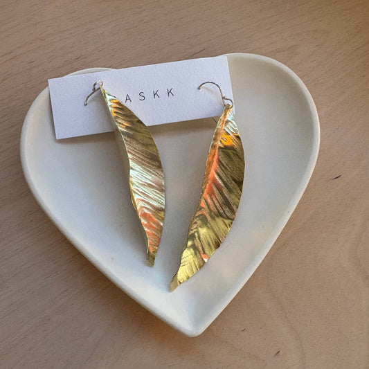 Baskk, Brass Extra Large Leaf Earrings