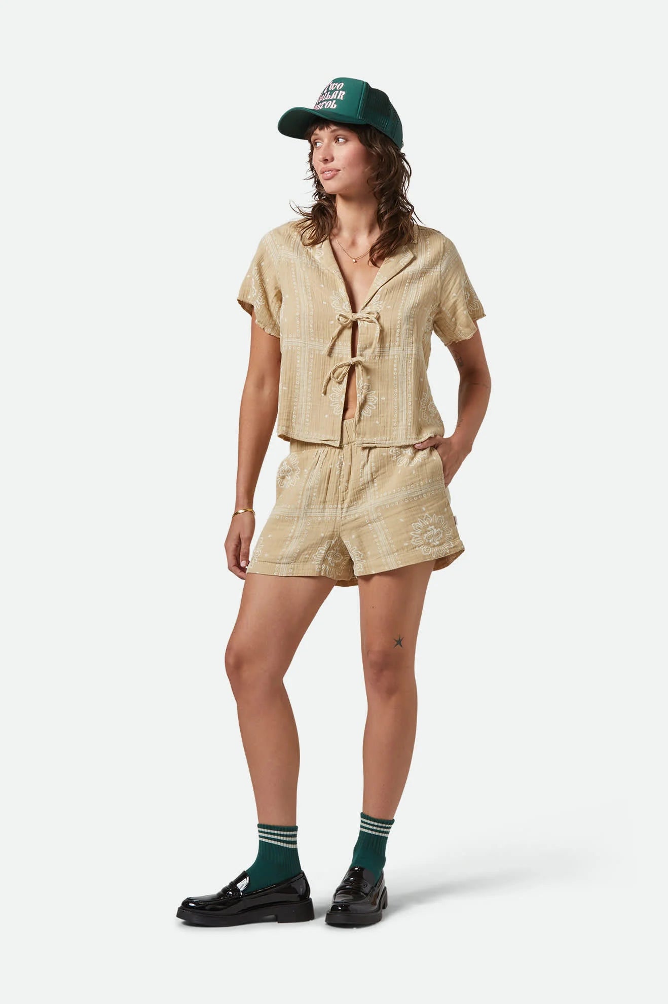 Brixton, Wandering Tie Top, Pale Khaki Bandana