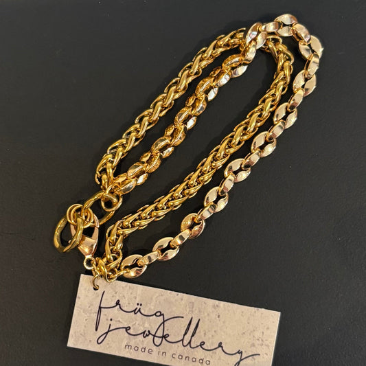 Frug, Goldplated Braided and Hoop Chain Necklace or Bracelet FNJ31SET
