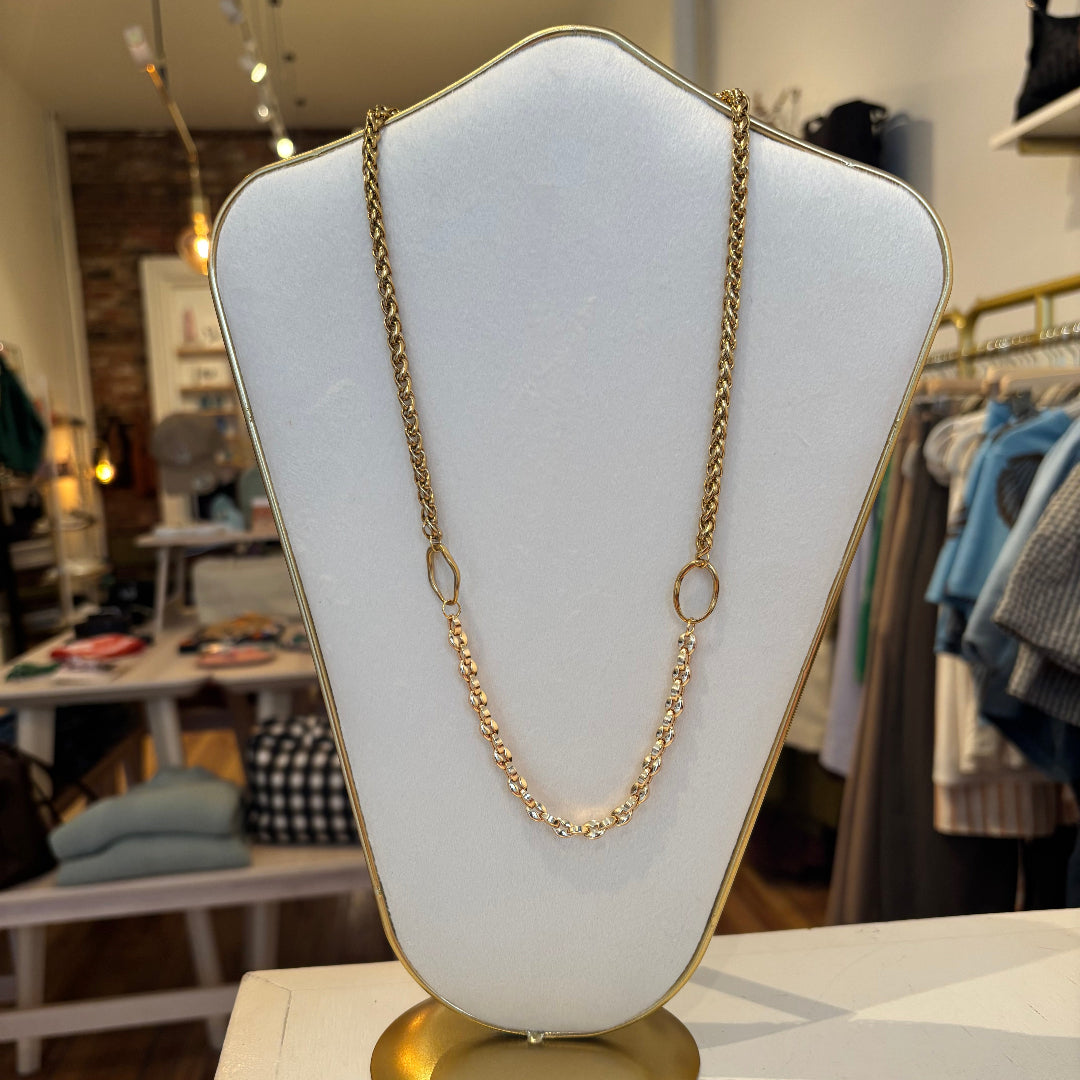 Frug, Goldplated Braided and Hoop Chain Necklace or Bracelet FNJ31SET