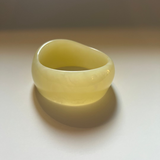 Modern Fable, Asymmetrical Chunky Resin Bangle, Marbled Cream