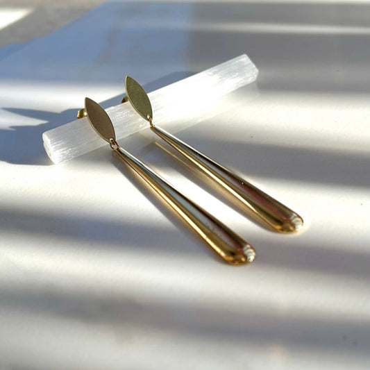 Brass Long Teardrop Earring
