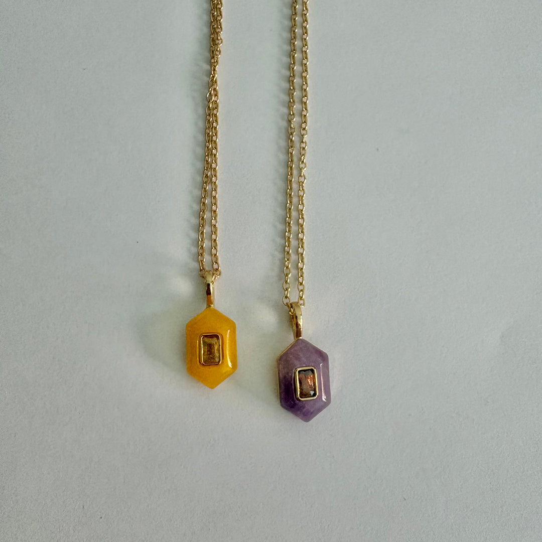Frug, 14K Goldplate Necklace with Various Faceted Semi-Precious Stones FNJ41SET