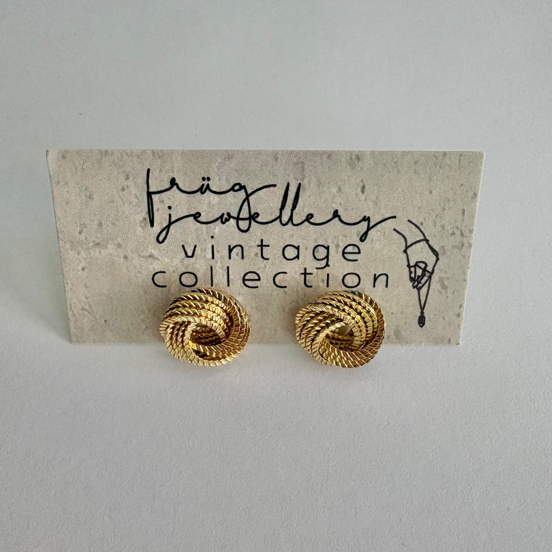 Frug, Goldplate Textured Knot Earrings FEJ23
