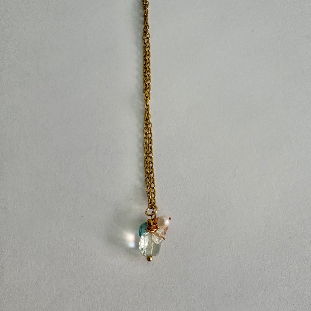 Frug, 14K Goldplate Necklace and Gemstone Cluster Pendant FNJ53SET