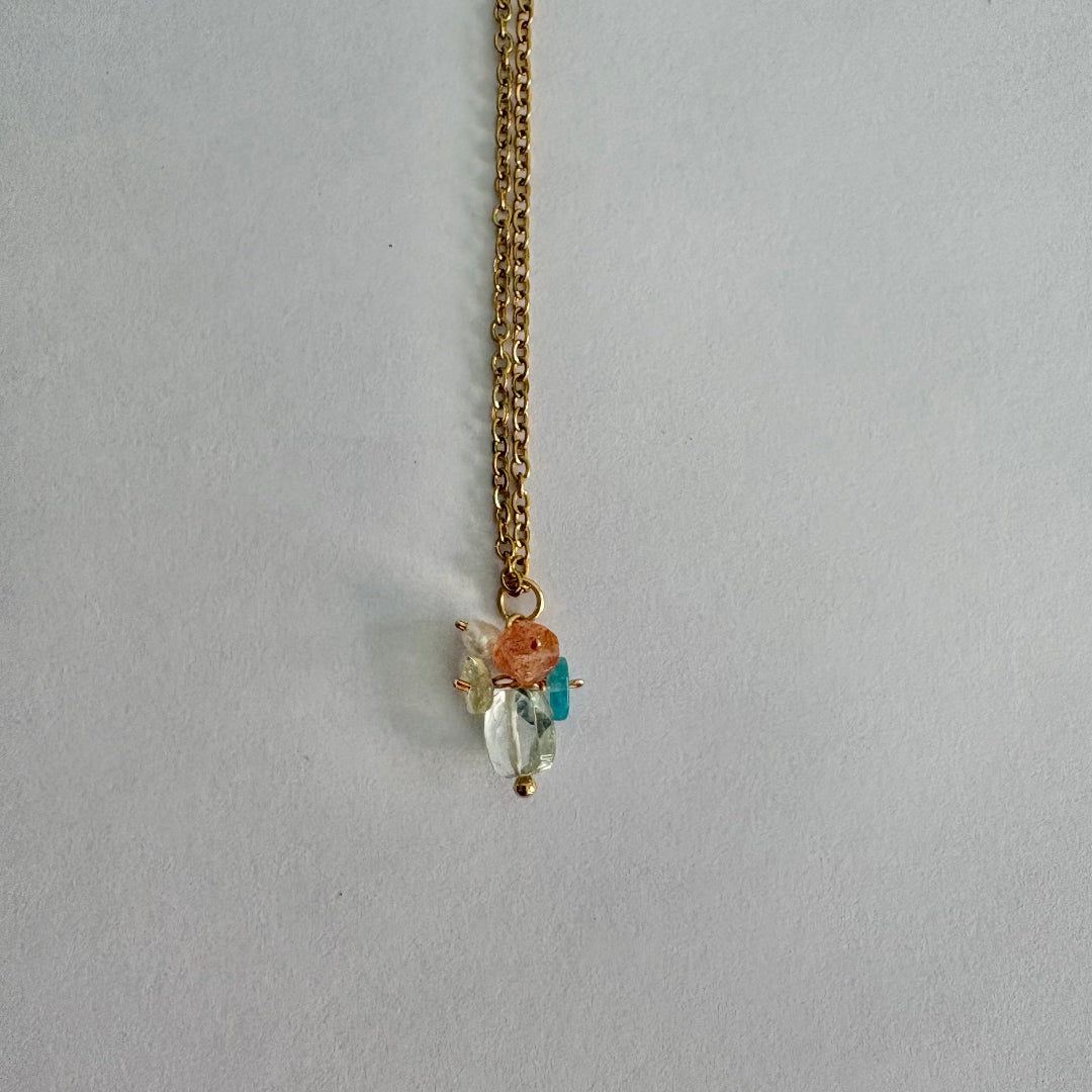 Frug, 14K Goldplate Necklace and Gemstone Cluster Pendant FNJ53SET