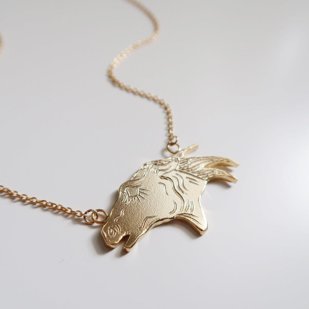 Horse Necklace, Gold Plated