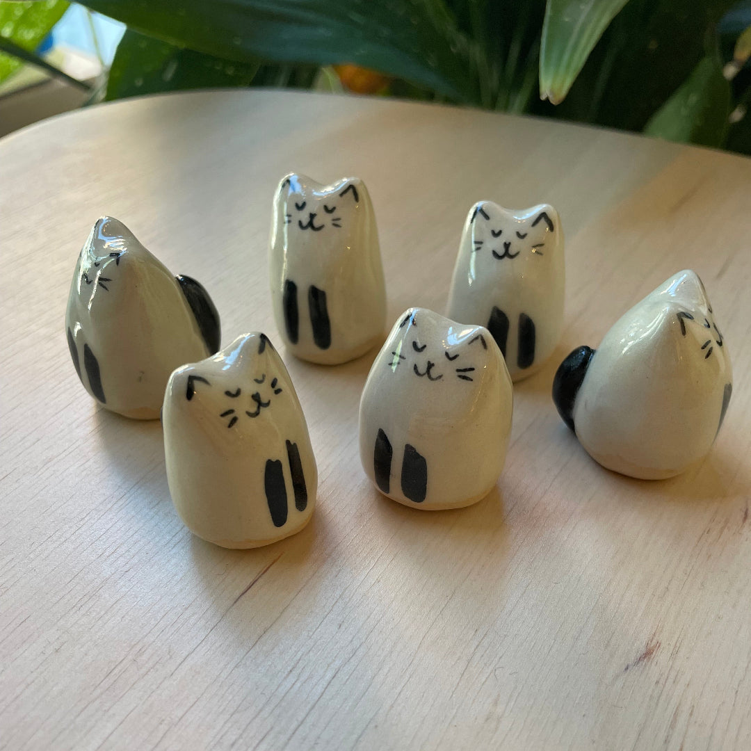 Mini Handmade Ceramic Cat Figurine