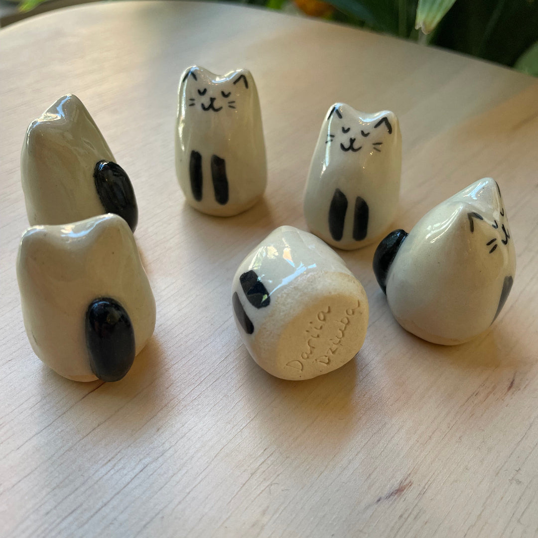 Mini Handmade Ceramic Cat Figurine