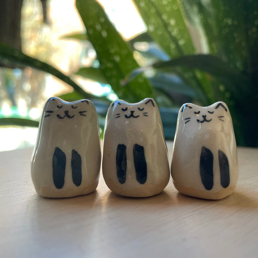 Mini Handmade Ceramic Cat Figurine