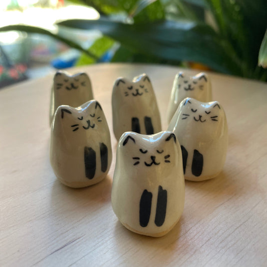 Mini Handmade Ceramic Cat Figurine