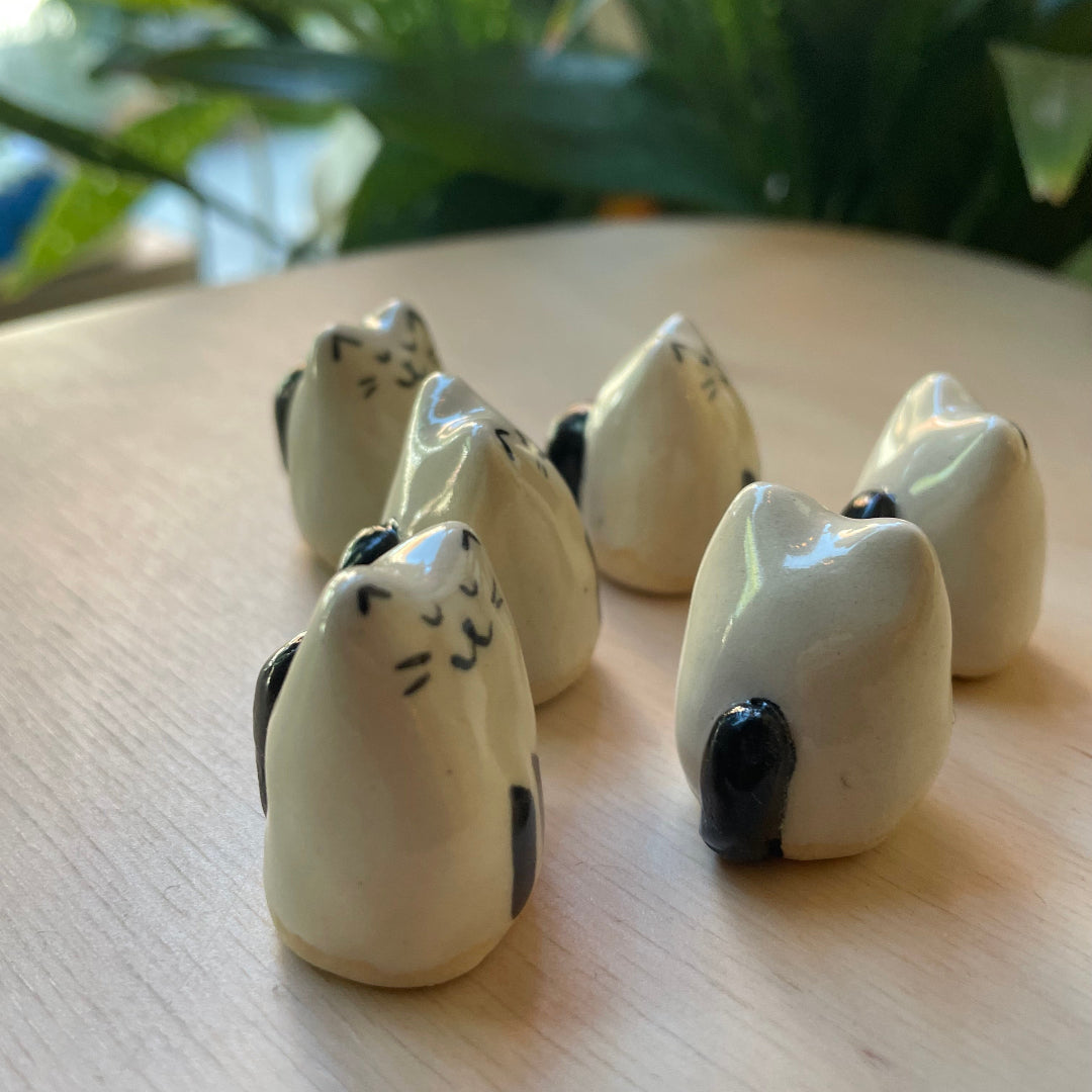 Mini Handmade Ceramic Cat Figurine