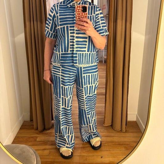 Marigold, Charlotte Pants, Blue Block Print