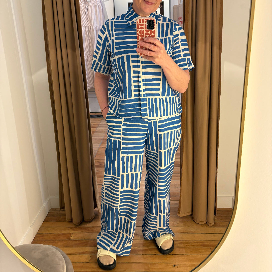 Marigold, Charlotte Pants, Blue Block Print