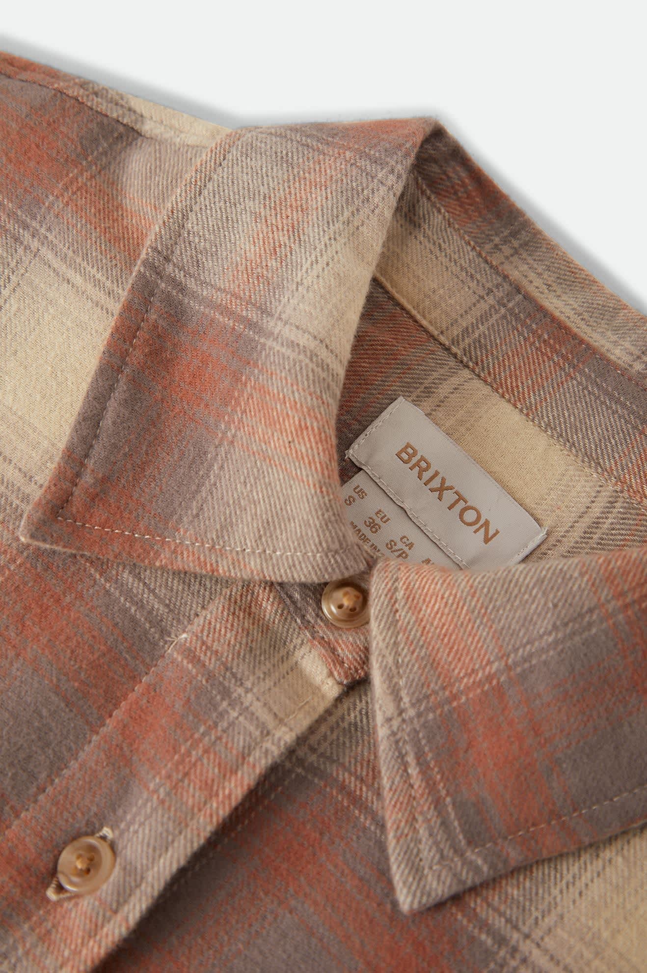 Brixton, Bowery Crop Women's Overshirt, Soft Tan Window Plaid