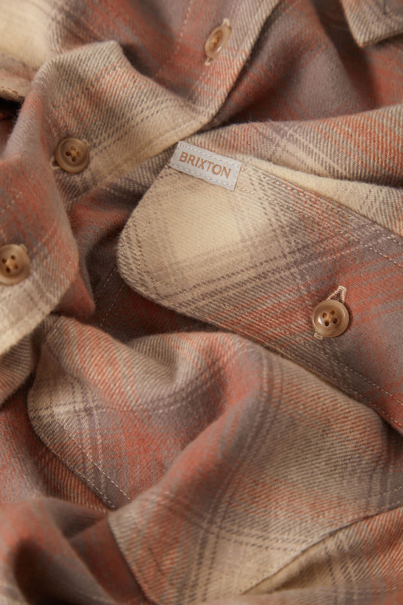 Brixton, Bowery Crop Women's Overshirt, Soft Tan Window Plaid