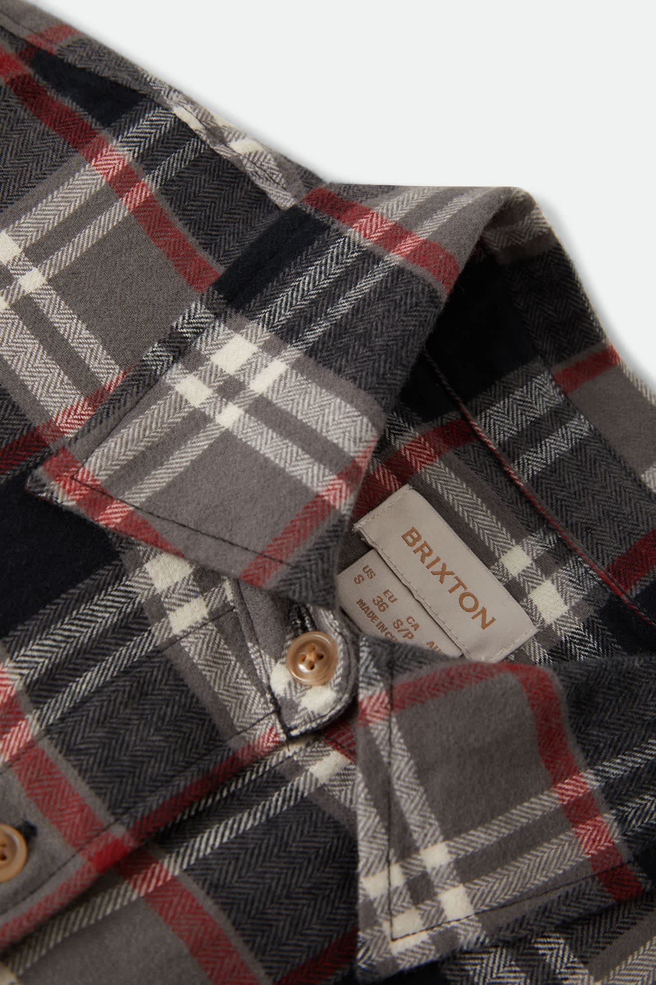Brixton, Bowery Crop Women's Overshirt, Washed Black Plaid