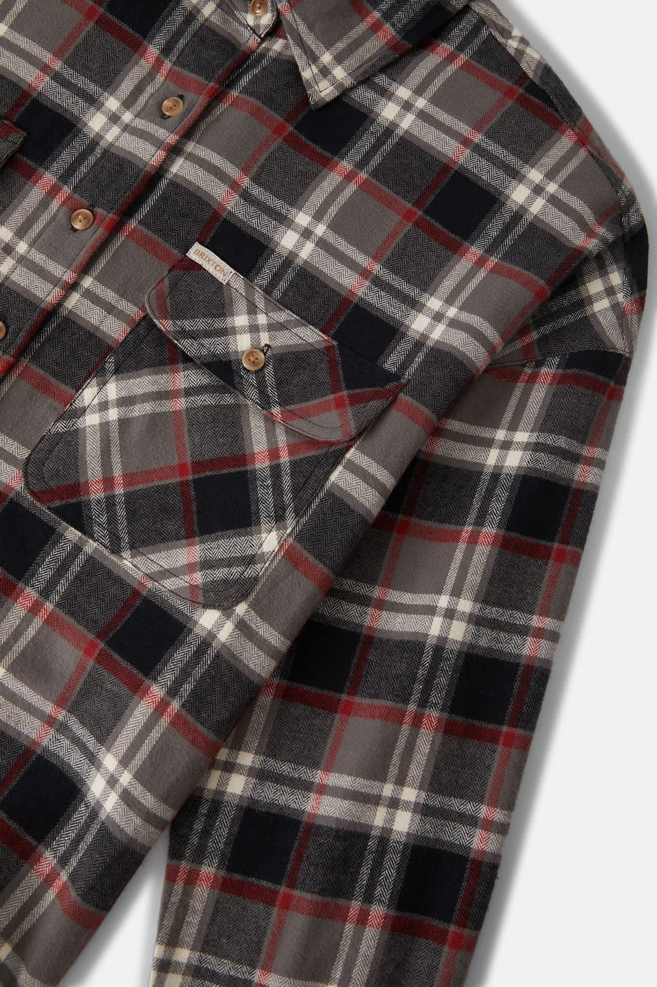 Brixton, Bowery Crop Women's Overshirt, Washed Black Plaid