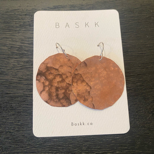 Baskk, Large Moon Disc Earrings, Copper
