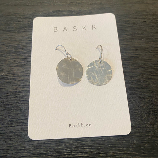 Baskk, Small Moon Disc Earrings, Sterling Silver