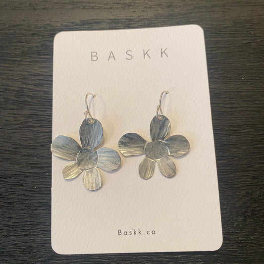 Baskk, Small Flower Earrings, Sterling Silver