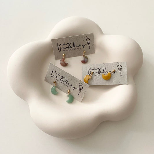 Semi-Precious Crescent Moon Earrings