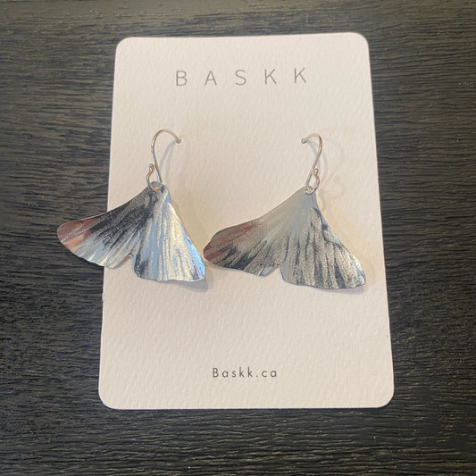 Baskk, Small Ginko Earrings, Sterling Silver