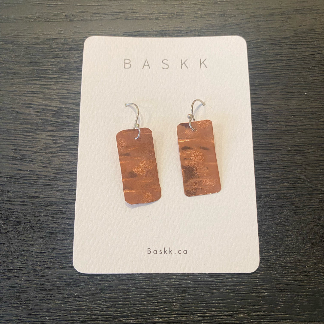 Baskk, Short Rectangle Earrings, Copper