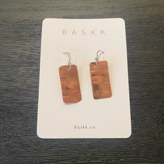 Baskk, Short Rectangle Earrings, Copper