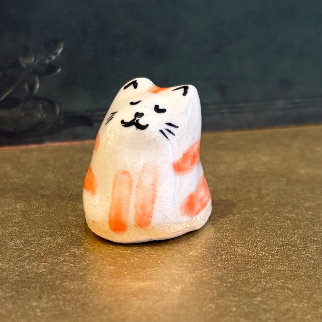 Mini Handmade Ceramic Cat Figurine