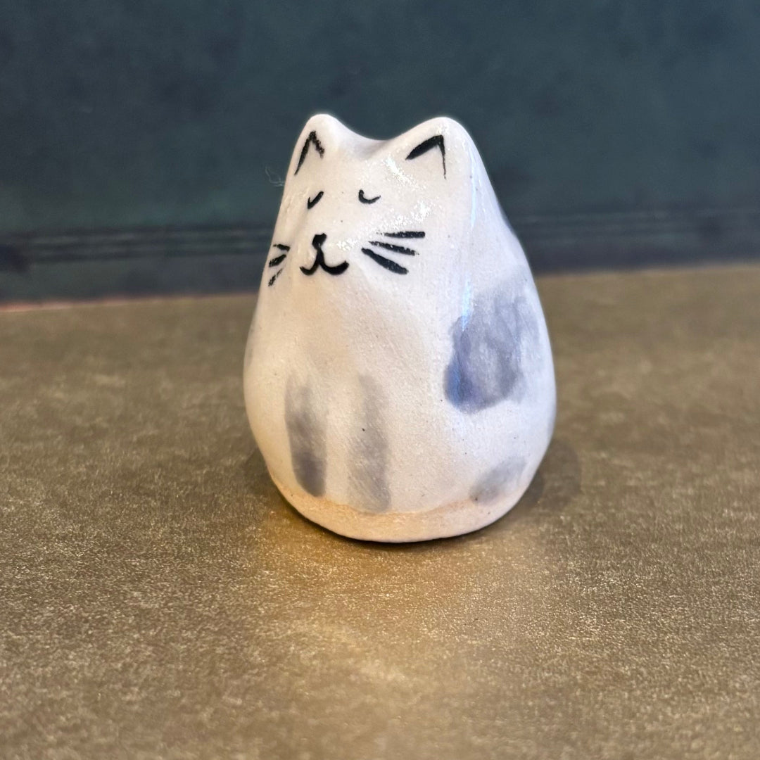 Mini Handmade Ceramic Cat Figurine