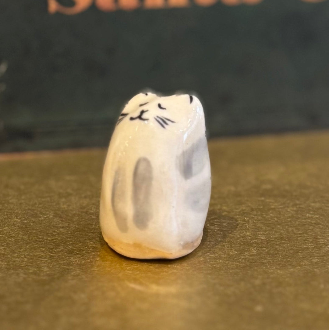 Mini Handmade Ceramic Cat Figurine