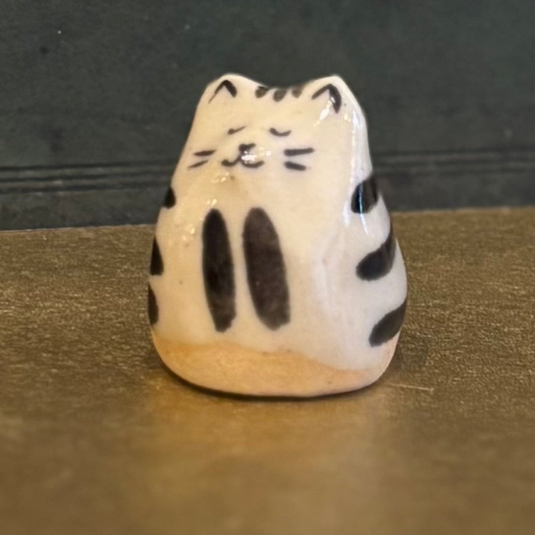 Mini Handmade Ceramic Cat Figurine