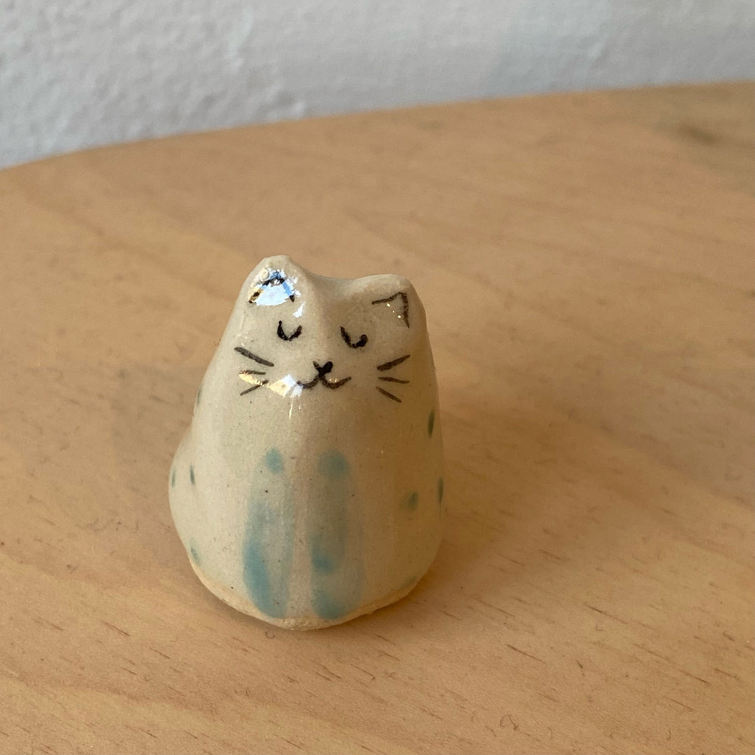 Mini Handmade Ceramic Cat Figurine