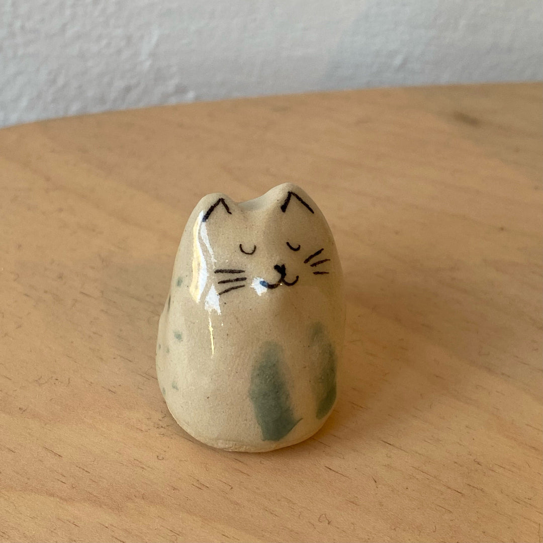 Mini Handmade Ceramic Cat Figurine
