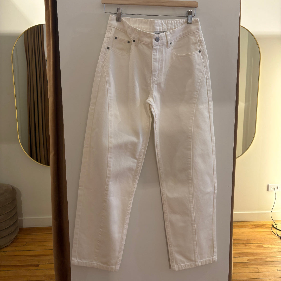 Rhythm, Low Rise Barrel Denim Pant, White