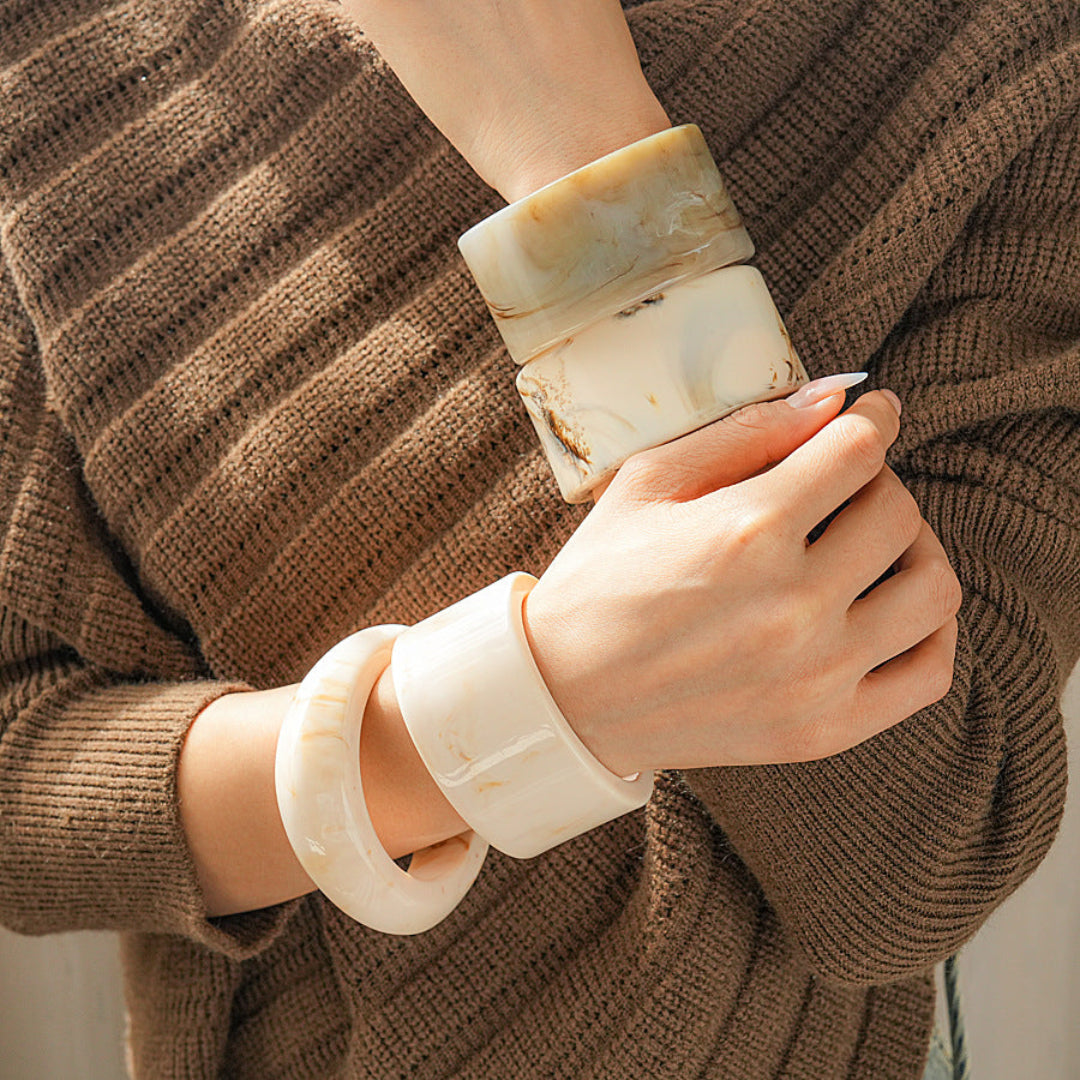 Modern Fable, Marbled Resin Open Cuff