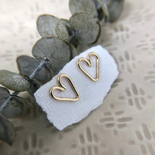 Open Fire, Heart Studs, 14K Goldfill
