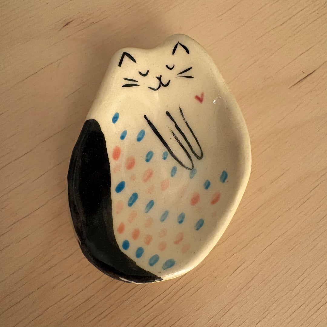 Tiny Handcrafted Ceramic Dish, Creamy Glazed Mini Catchall