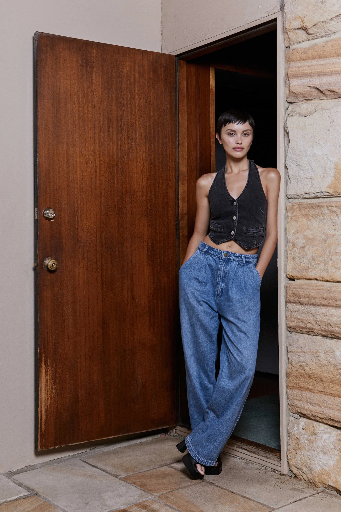 Rolla's, Chloe Pleat Pant, Azure