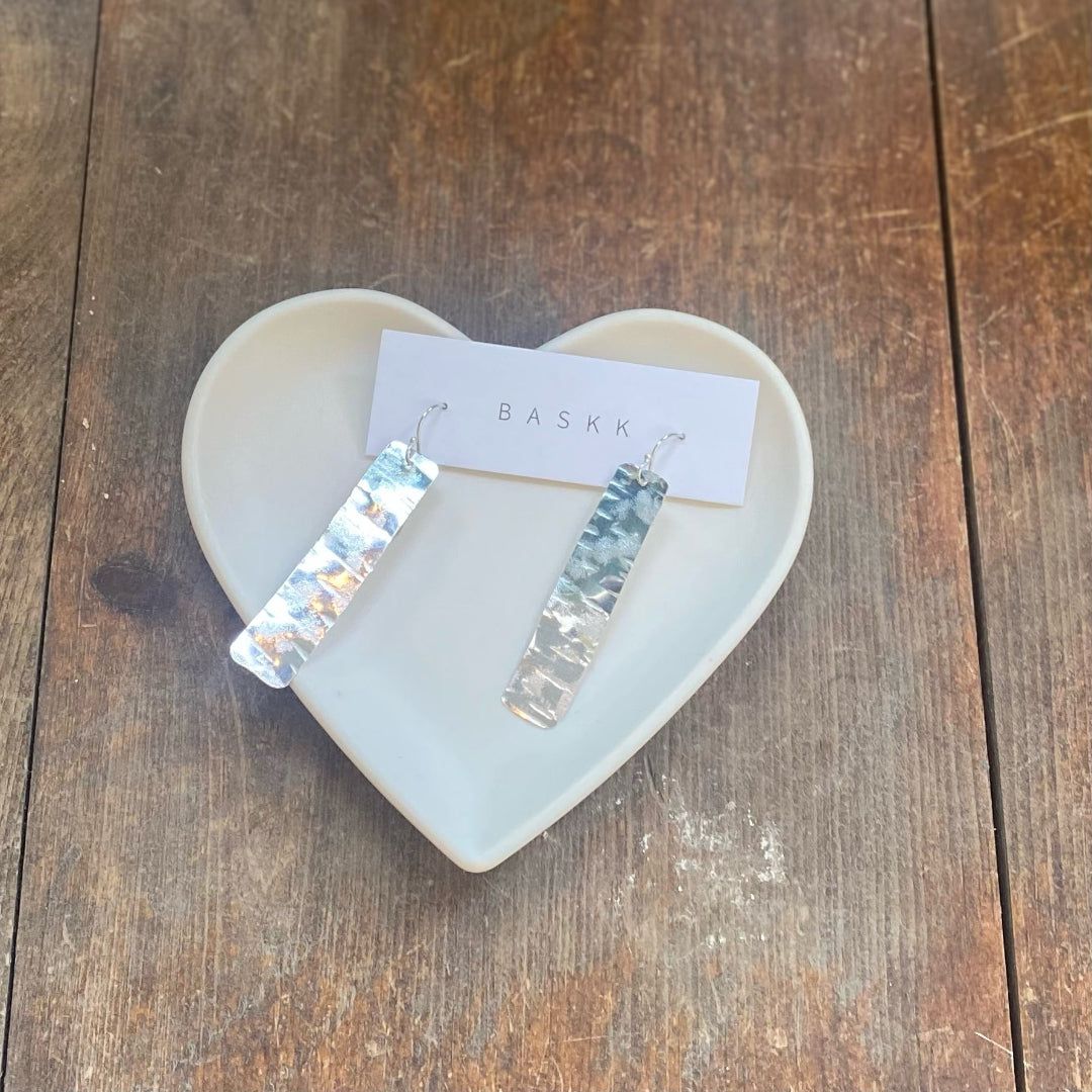 Baskk, Long Rectangle Earrings, Sterling Silver
