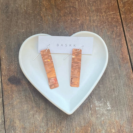 Baskk, Long Rectangle Earrings, Copper