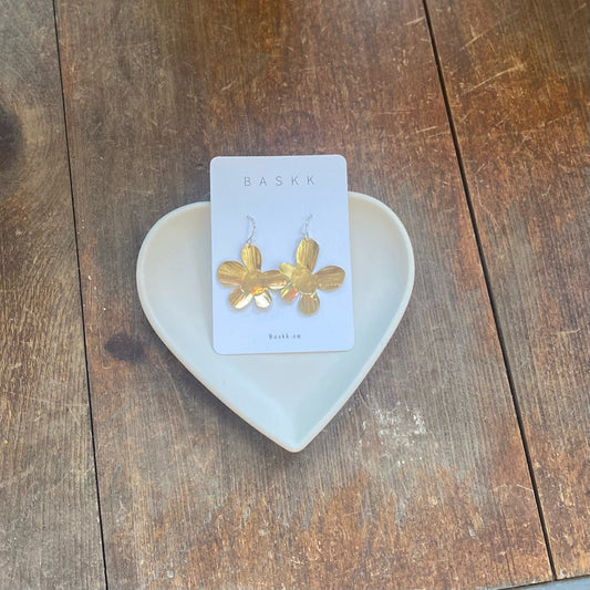 Baskk, Small Brass Flower Earrings