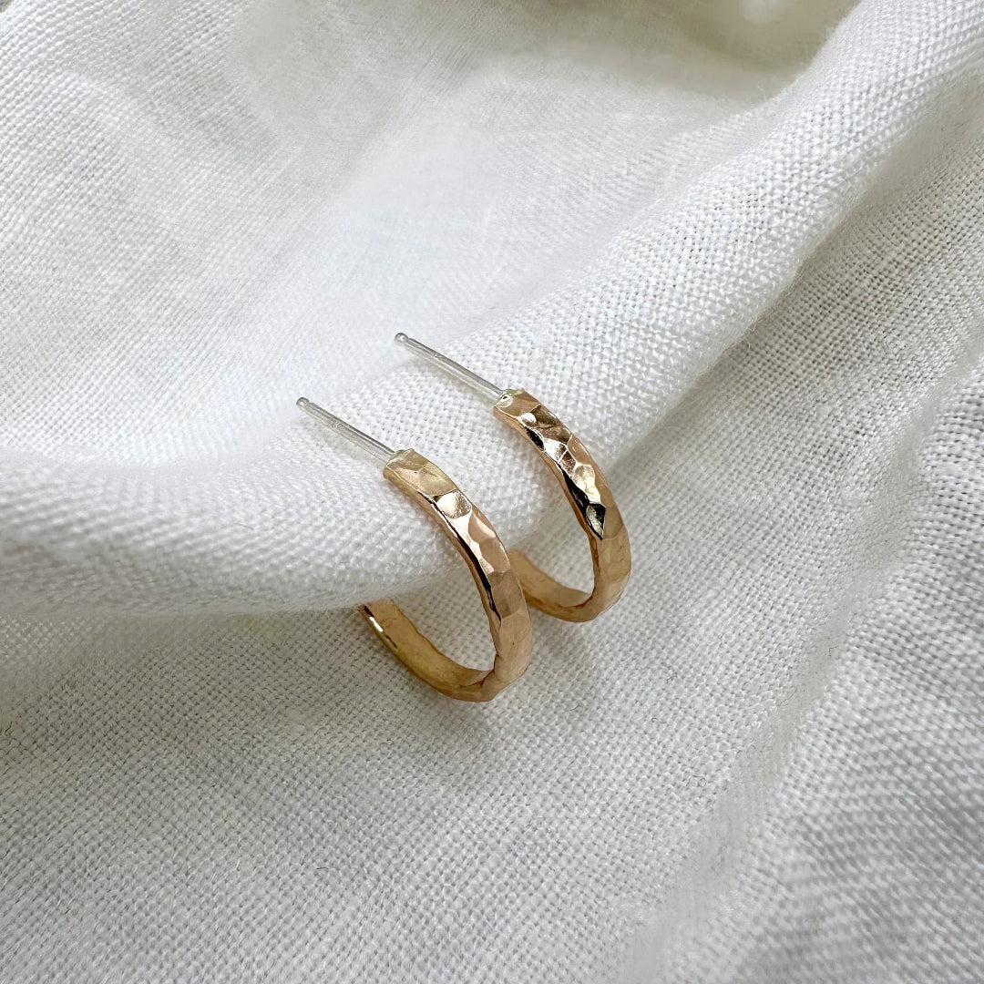 Open Fire, Hammered Hoops, 14K Goldfill