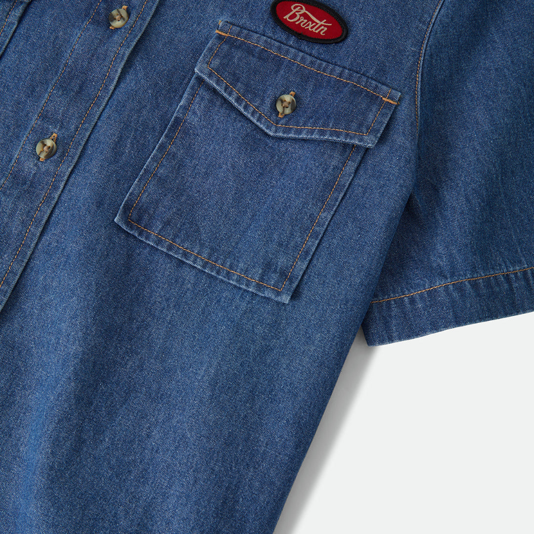 Brixton, Mechanics W S/S Woven, Medium Chambray