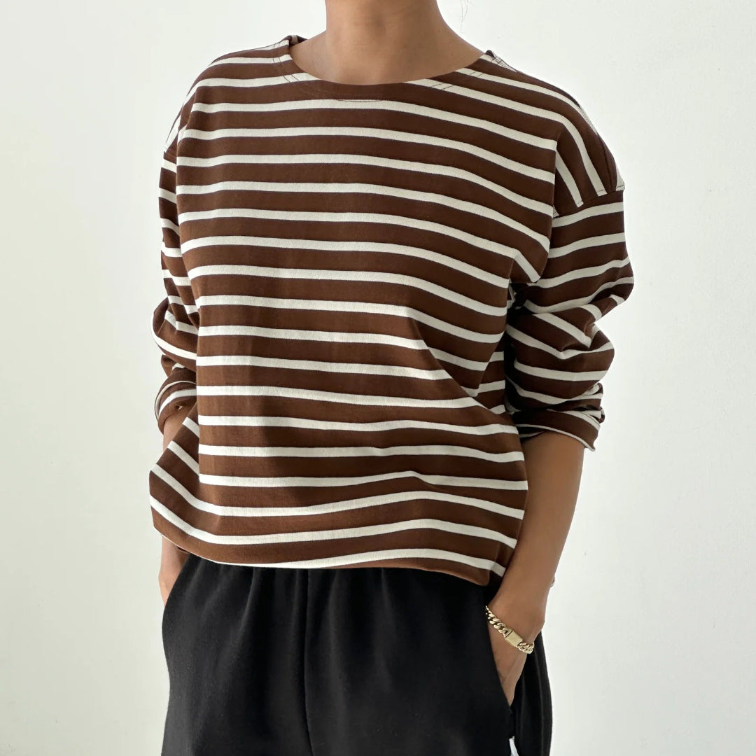 Le Bon Shoppe, Marseille Top, White Stripe on Coffee