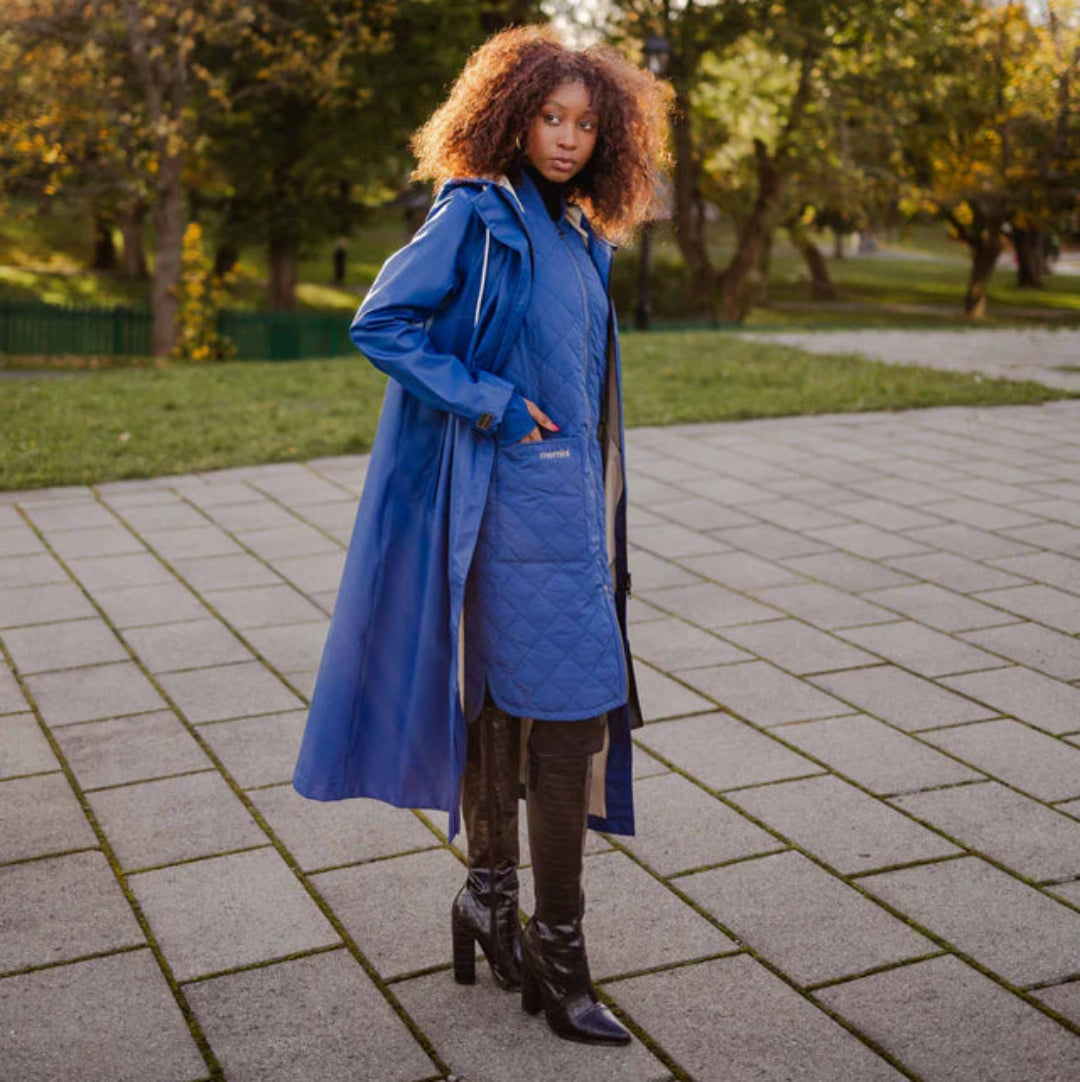 The Mernini Raincoat, Peony Blue