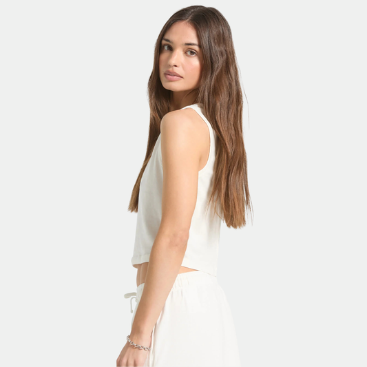 Brixton, Carefree Organic Garment Dye Cropped Tank, Off White